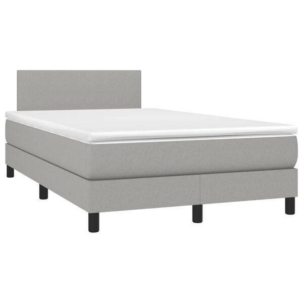 vidaXL Cama boxspring com colch&atilde;o 120x190 cm tecido cinzento-claro
