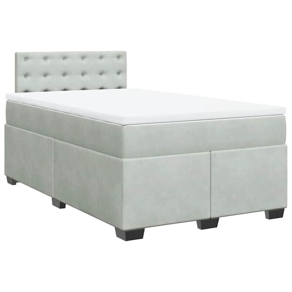 vidaXL Cama boxspring com colch&atilde;o 120x190 cm veludo cinzento-claro
