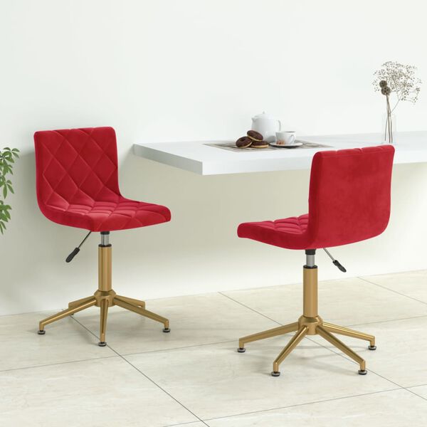 vidaXL Cadeiras de jantar girat&oacute;rias 2 pcs veludo vermelho tinto