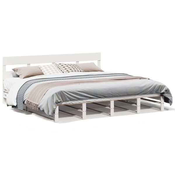 vidaXL Cama sem colch&atilde;o 180x200 cm madeira de pinho maci&ccedil;a branco