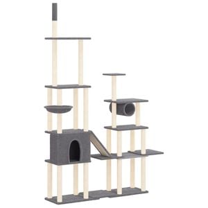 vidaXL &Aacute;rvore p/ gatos c/ postes arranhadores sisal 279cm cinza-escuro