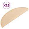 vidaXL Tapetes de escada 15 pe&ccedil;as 56x17x3 cm creme semicircular