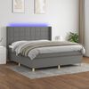 vidaXL Cama box spring c/ colch&atilde;o e LED 160x200 cm tecido cinza-escuro