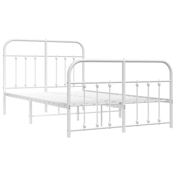 vidaXL Estrutura de cama com cabeceira e pés 120x200 cm metal branco