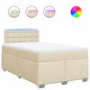 vidaXL Cama com molas/colch&atilde;o 120x200 cm tecido cor creme