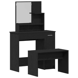 vidaXL Conjunto de Mesa de Vestir com gaveta 2 pcs Carvalho Preto
