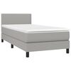 vidaXL Cama box spring c/ colch&atilde;o e LED 90x190 cm tecido cinza-claro
