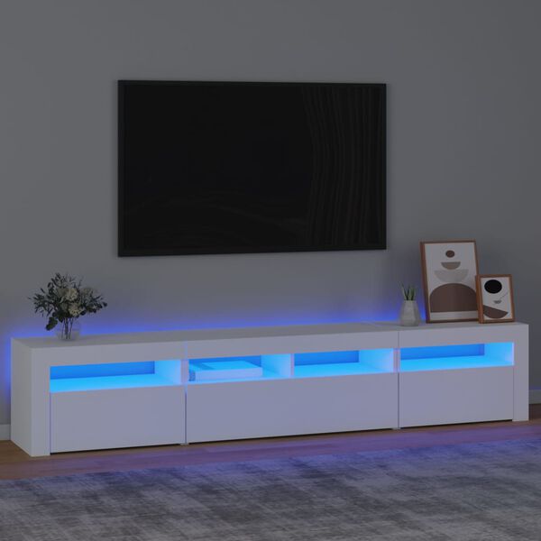 vidaXL Móvel de TV com luzes LED 210x35x40 cm branco