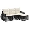 vidaXL Conjunto de Sof&aacute; de Jardim 4 unid. Preto e Branco Creme vime PE