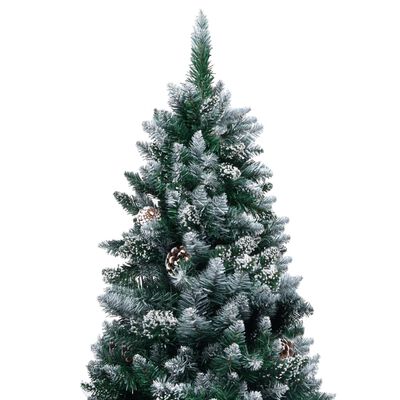 vidaXL Árvore de Natal artificial + luzes LED/pinhas/neve branca 180cm