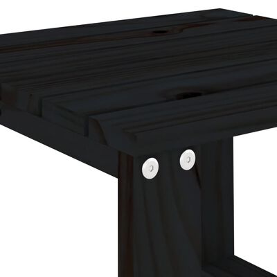 vidaXL Espreguiçadeiras 2 pcs com mesa preto madeira de pinho maciça