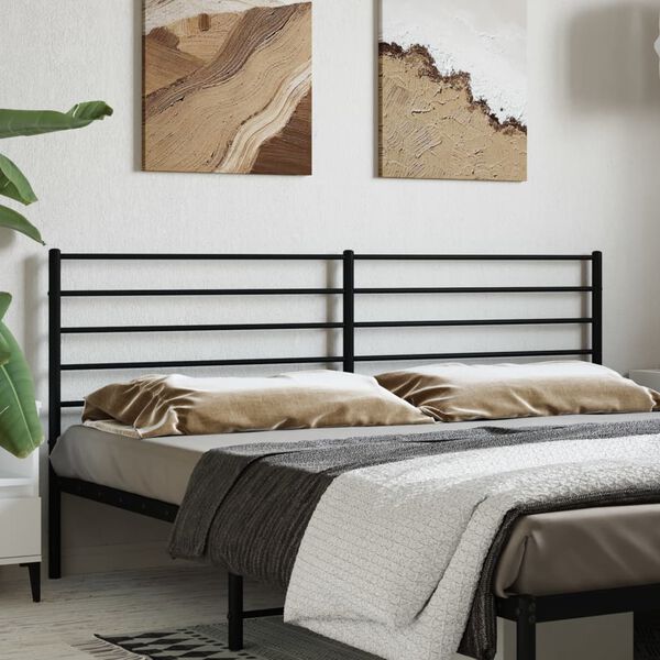 vidaXL Cabeceira de cama 200 cm metal preto