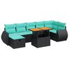 vidaXL 8 pcs conjunto sof&aacute;s jardim com almofad&otilde;es vime PE/ac&aacute;cia preto