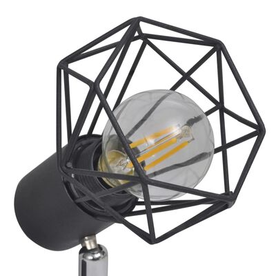 Candeeiro estilo industrial com 4 lâmpadas de filamento LED preto