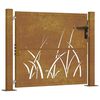 vidaXL Port&atilde;o de jardim 100x100 cm em a&ccedil;o corten com design de grama