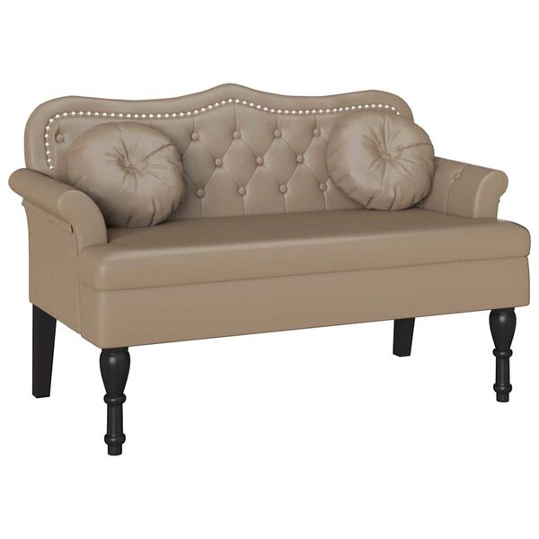vidaXL Banco Chesterfield com almofada Cappuccino 120,5 x 65 x 75 cm