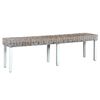 vidaXL Banco 160cm vime Kubu natural e madeira mangueira maci&ccedil;a branco