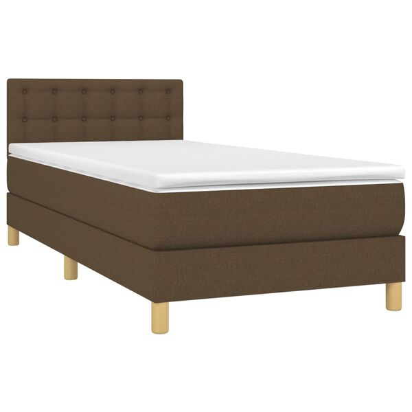 vidaXL Cama box spring c/ colch&atilde;o/LED 100x200cm tecido castanho-escuro