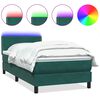 vidaXL Cama box spring c/ colch&atilde;o e LED verde-escuro 80x220 cm veludo