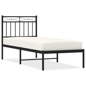 vidaXL Estrutura de cama metal s/ colch&atilde;o c/ cabeceira 75x190 cm preto