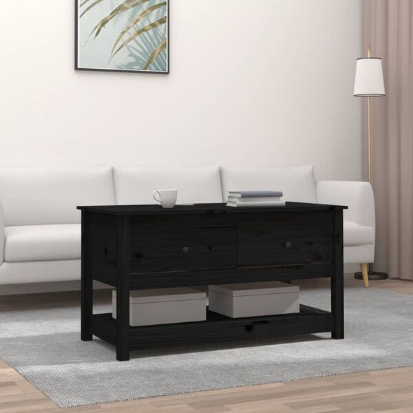 vidaXL Mesa de centro 102x49x55 cm pinho maciço preto
