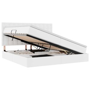 vidaXL Cama com arruma&ccedil;&atilde;o e LED com colch&atilde;o Branco Puro 200 x 200 cm