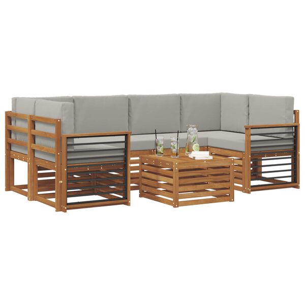 vidaXL Conjuntos de sof&aacute;s com almofada 7 pcs Cinza Natural e Claro