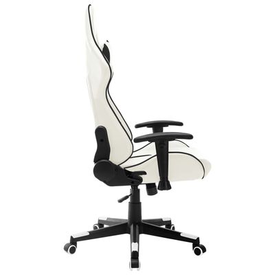 vidaXL Cadeira de gaming couro artificial branco e preto