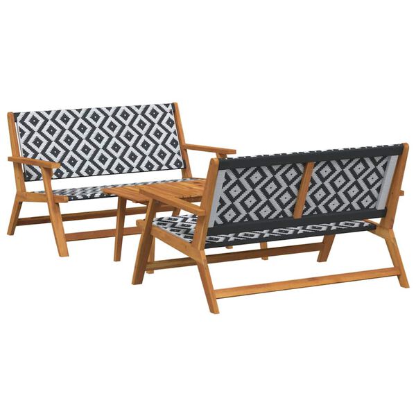 vidaXL Cadeiras de Jardim com Mesa 3 pcs Preto 90 x 45 x 40 cm