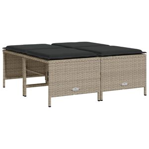 vidaXL Bancos de jardim com almofad&otilde;es 4 pcs vime PE cinzento-claro