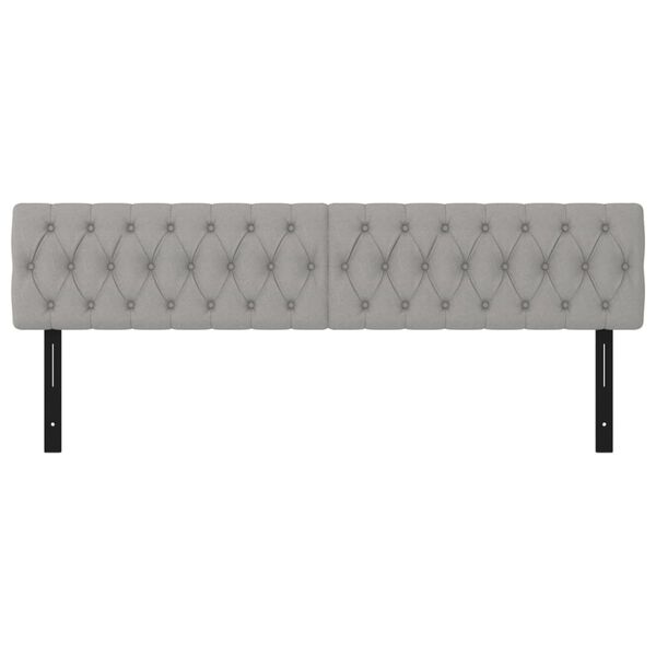 vidaXL Cabeceira de cama 2 pcs tecido 90x7x78/88 cm cinzento-claro