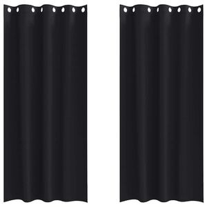 vidaXL Cortinas Blackout com Argolas 2 pcs Preto 225 x 140 cm