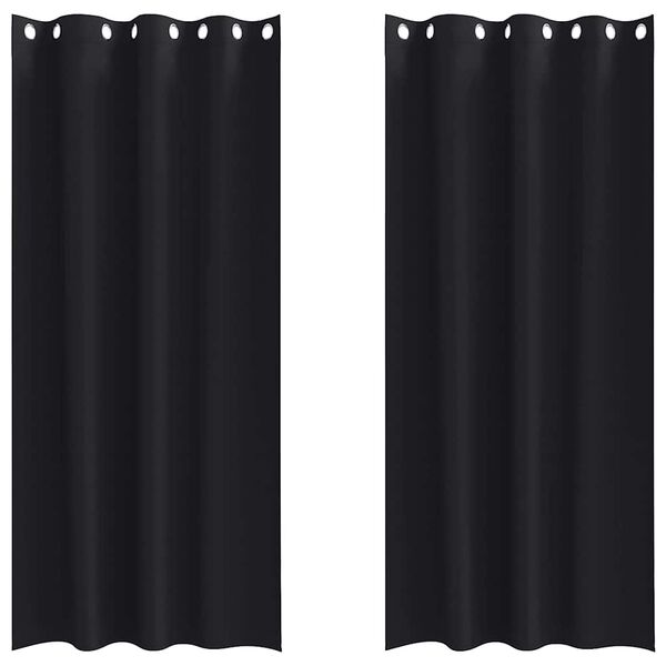 vidaXL Cortinas Blackout com Argolas 2 pcs Preto 225 x 140 cm