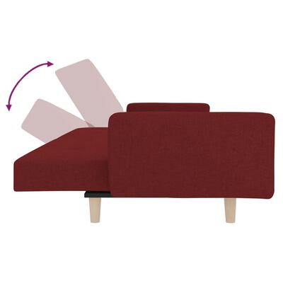 vidaXL Sofá-cama 2 lugares com duas almofadas tecido vermelho tinto