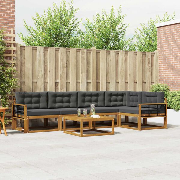 vidaXL Conjunto de Sof&aacute;s para Exterior 6 pcs Natural e Antracite