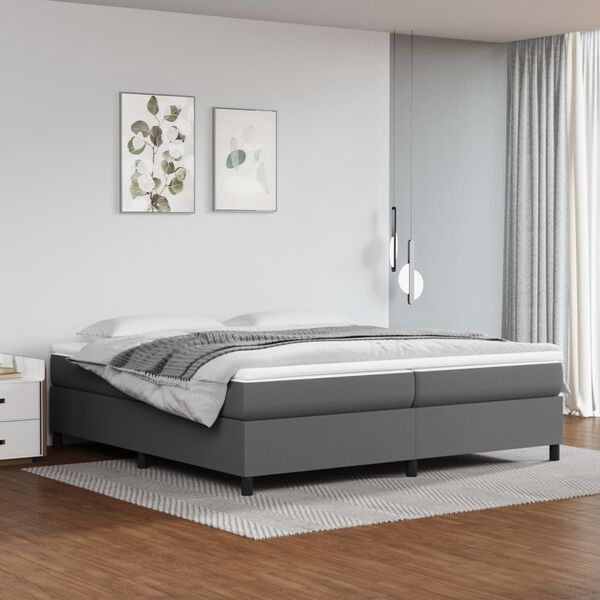 vidaXL Cama com molas/colch&atilde;o 200x200 cm couro artificial cinzento
