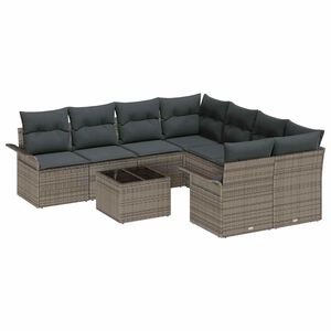 vidaXL Conjunto de Sof&aacute; de Jardim 9 unid. Cinzeto vime PE