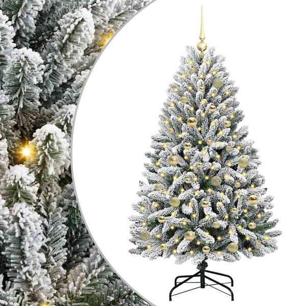vidaXL Árvore de Natal Artificial Verde e Branco 150 cm PVC e Metal