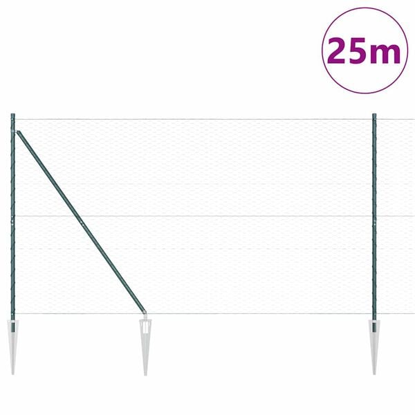 vidaXL Poste de Cerca Verde 25 x 1,5 m (malha de 36 mm) A&ccedil;o