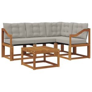 vidaXL Conjunto de Sof&aacute;s para Exterior 5 pcs Cinza Natural e Claro