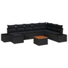 vidaXL Conjunto de Sof&aacute; de Jardim com almofada 9 pcs Preto vime PE
