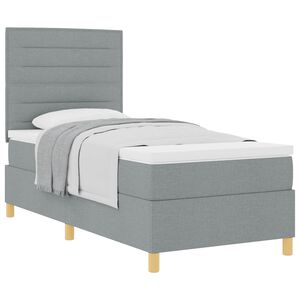 vidaXL Cama Box com colch&atilde;o Cinzento-claro 90 x 200 cm tecido