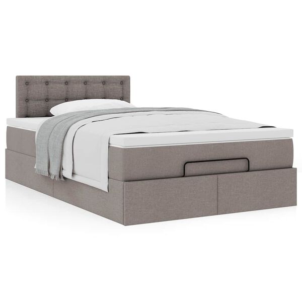 vidaXL Estrutura de cama otomana com colch&atilde;o 120x190cm tecido cinzento