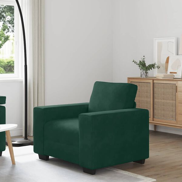 vidaXL Poltrona 100x77x82 cm veludo verde-escuro