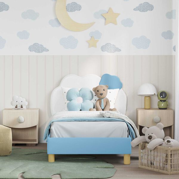 vidaXL Estrutura de Cama Infantil com Cabeceira Azul 80 x 160 cm PU