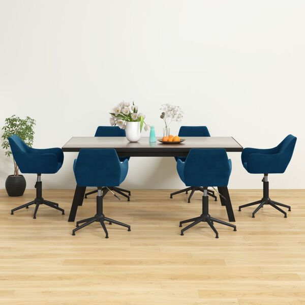 vidaXL Cadeiras de jantar girat&oacute;rias 6 pcs veludo azul