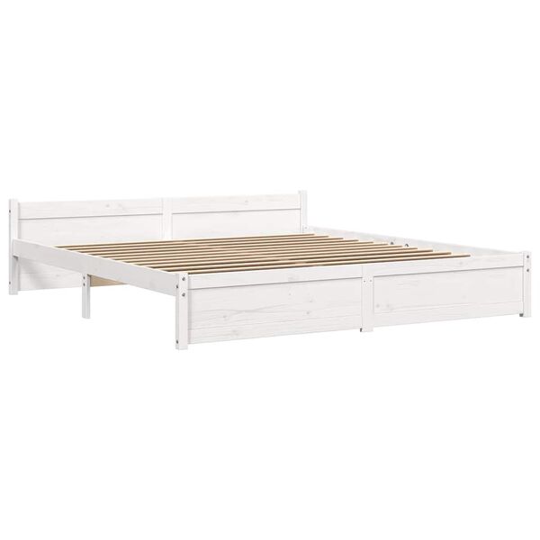 vidaXL Estrutura de cama super king pinho maciço 180x200 cm branco