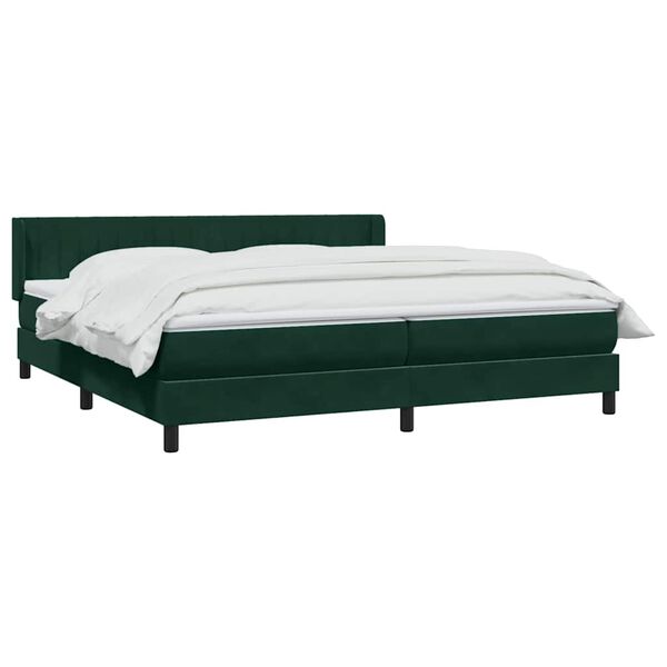 vidaXL Cama com molas/colch&atilde;o 180x220 cm veludo verde-escuro