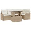vidaXL Conjunto de sala de jantar 6 unid. Bege Rattan Sint&eacute;tico