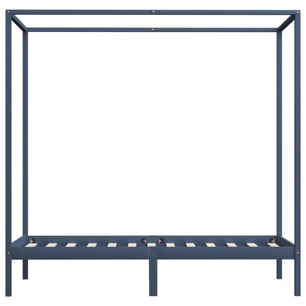 vidaXL Estrutura de cama com toldo 100x200 cm pinho maciço cinzento